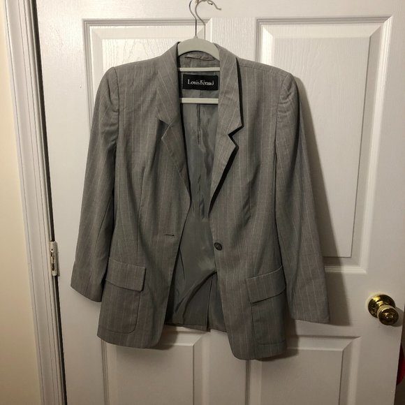 Louis Feraud women gray striped wool summer jacket, 6